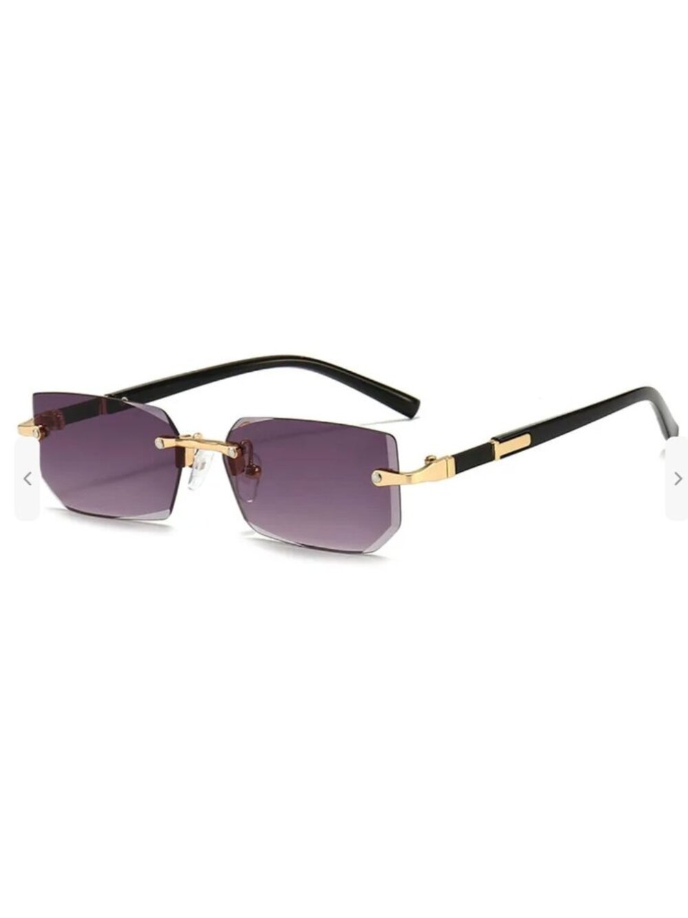Rectangular Gradient Grey Lens Sunglasses With Gold & Black Arms Unisex